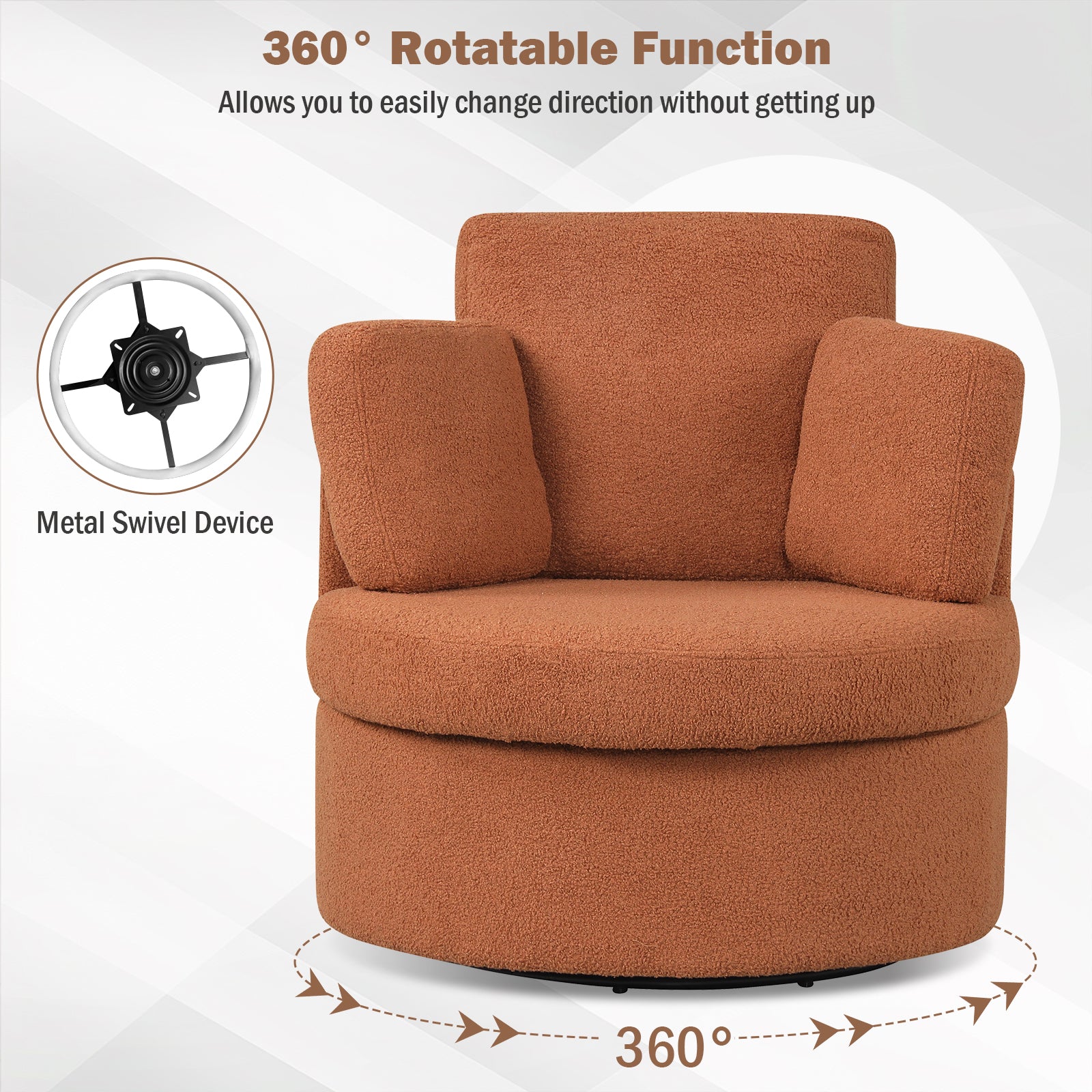 360¬∞ Swivel Accent Chair with Half Moon Storage Ottoman
