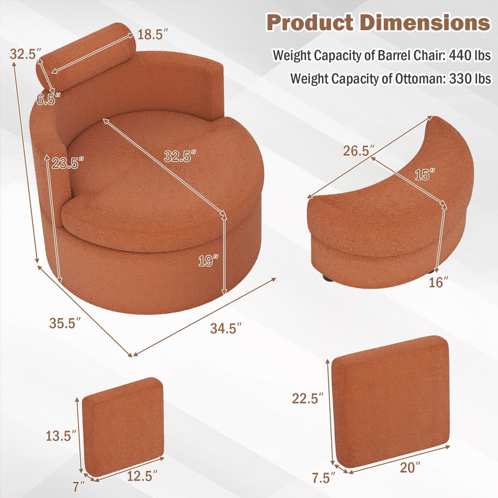 360¬∞ Swivel Accent Chair with Half Moon Storage Ottoman