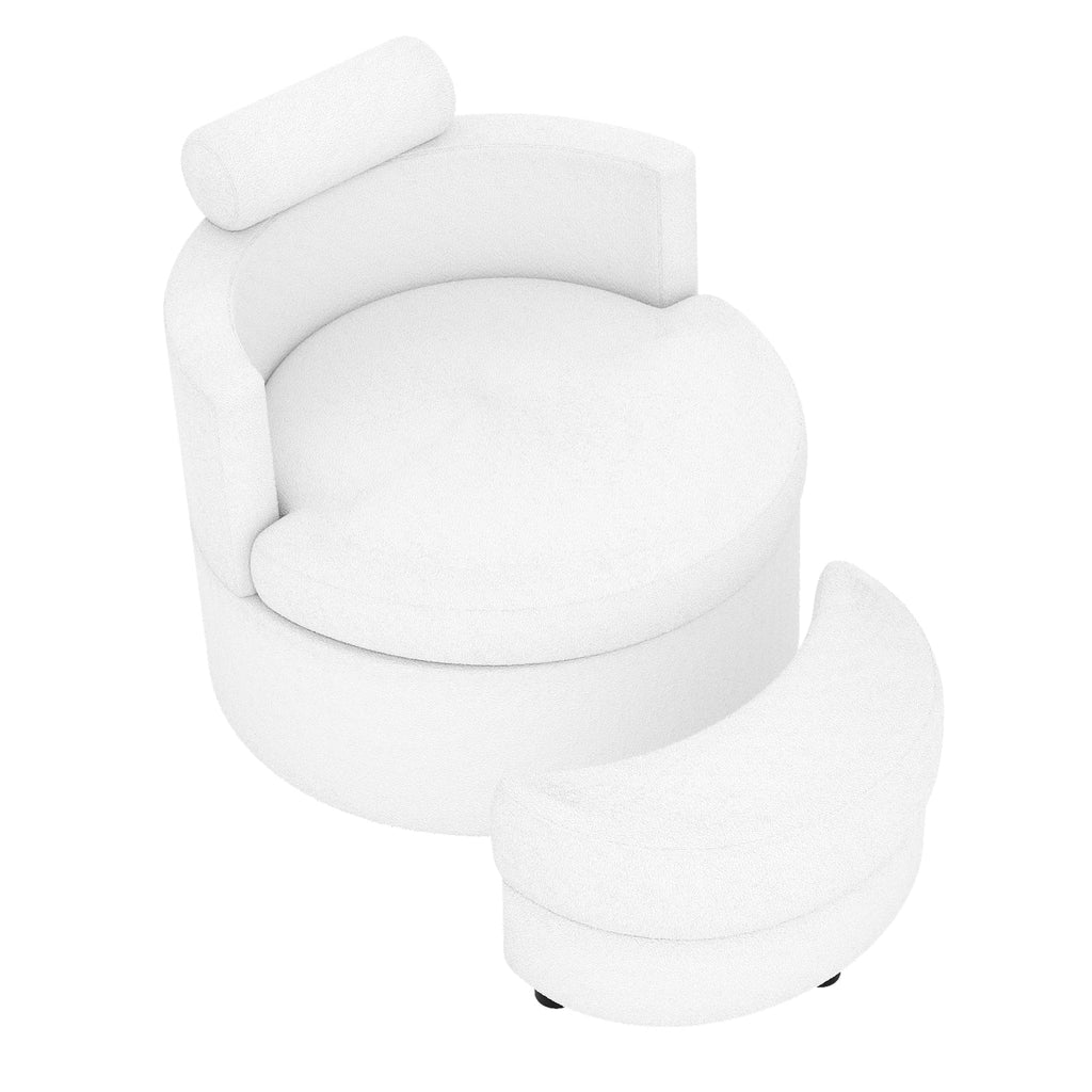 360¬∞ Swivel Accent Chair with Half Moon Storage Ottoman