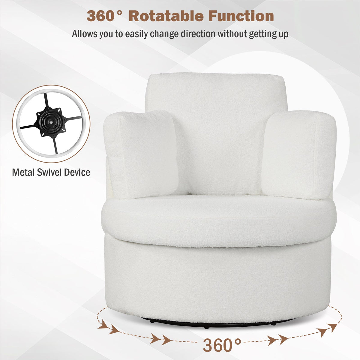 360¬∞ Swivel Accent Chair with Half Moon Storage Ottoman