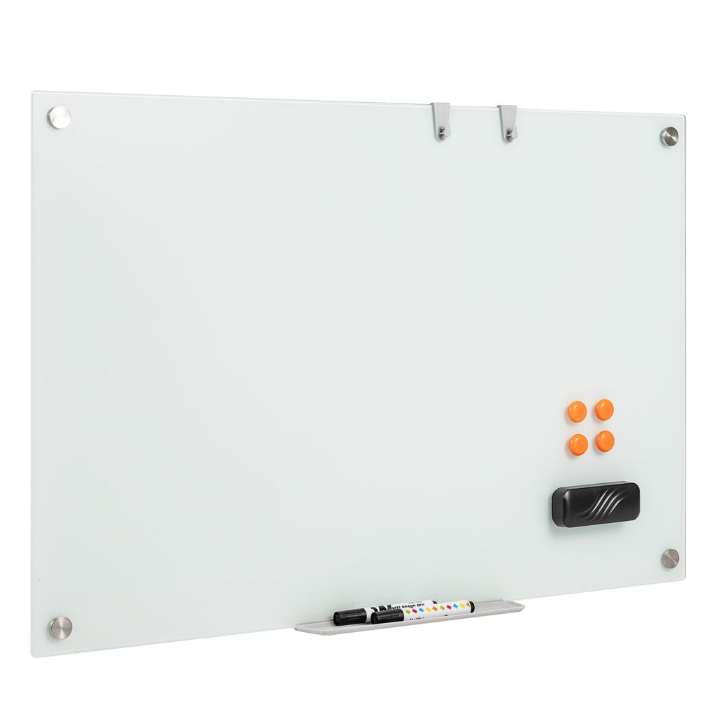 36 x 24 Inches Glass Whiteboard with Eraser and Removable Tray
