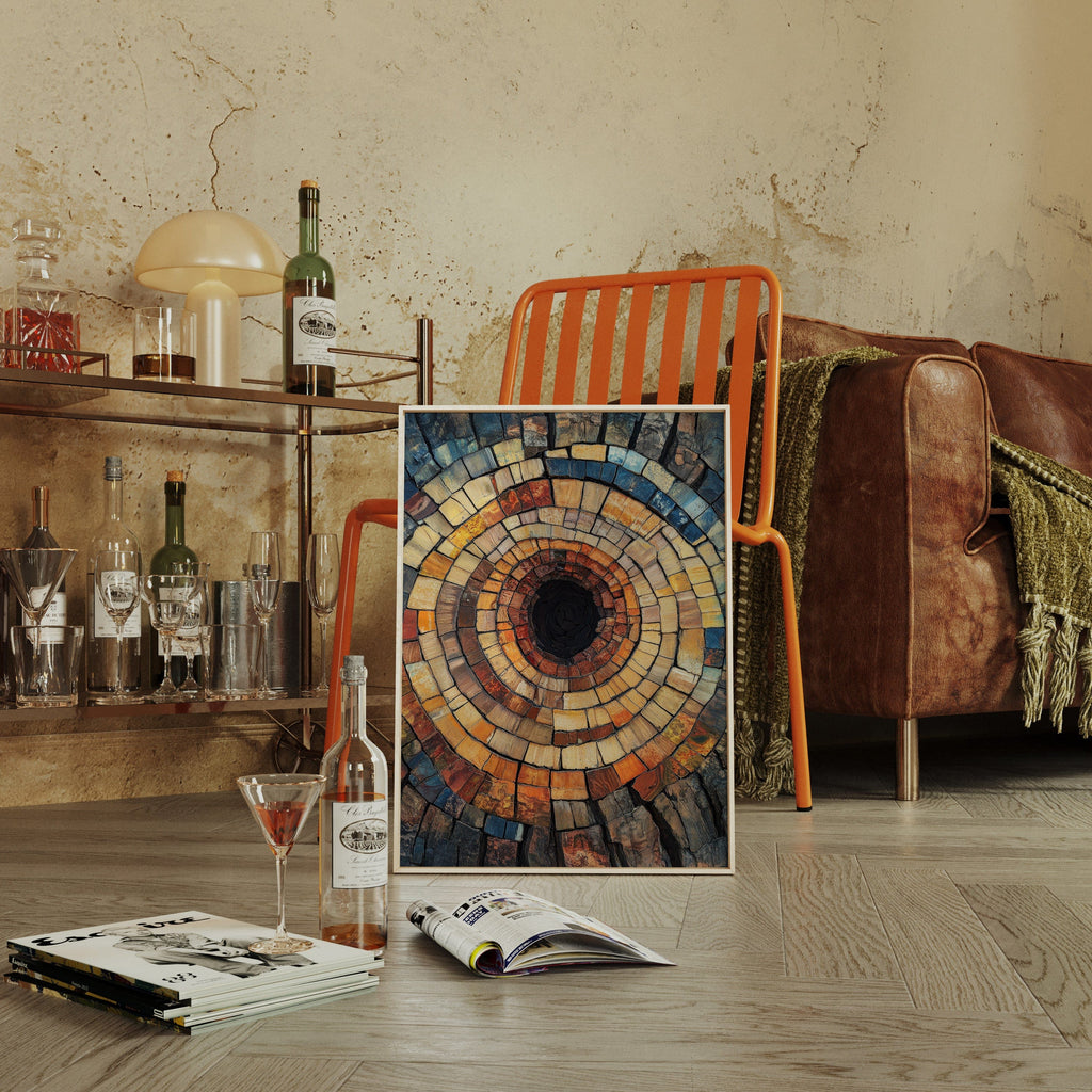 Petrified Wood Spiral – Rustic Earth-Toned Abstract Wall Art