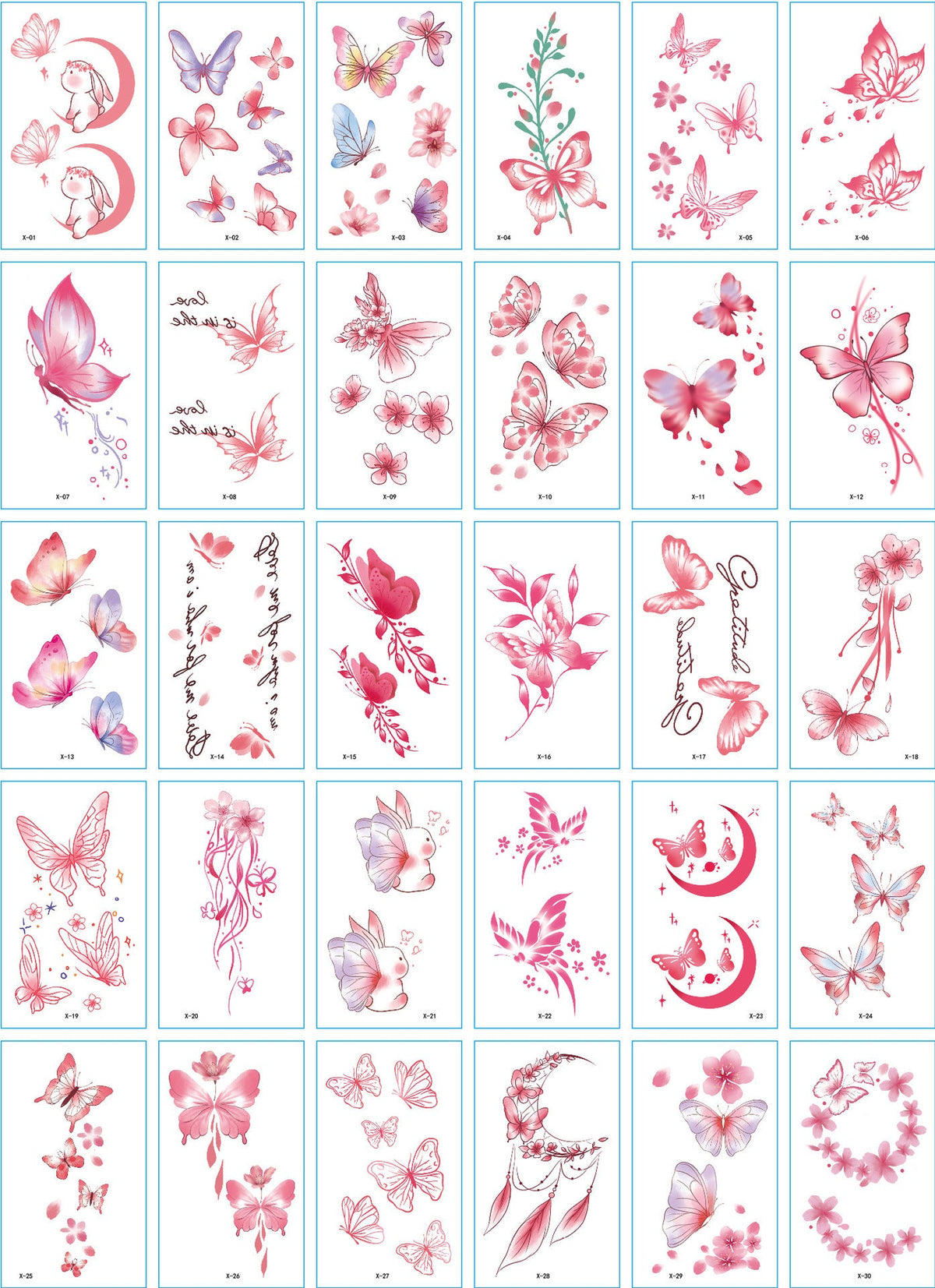 A set of 30 tattoo stickers