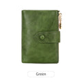 New Womens Retro Short Trifold Wallet With Dual Zippers And Multiple Card Slots