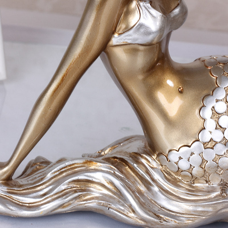 Mermaid Resin Wine Bottle Holder – Decorative Display Stand | Gold & Silver