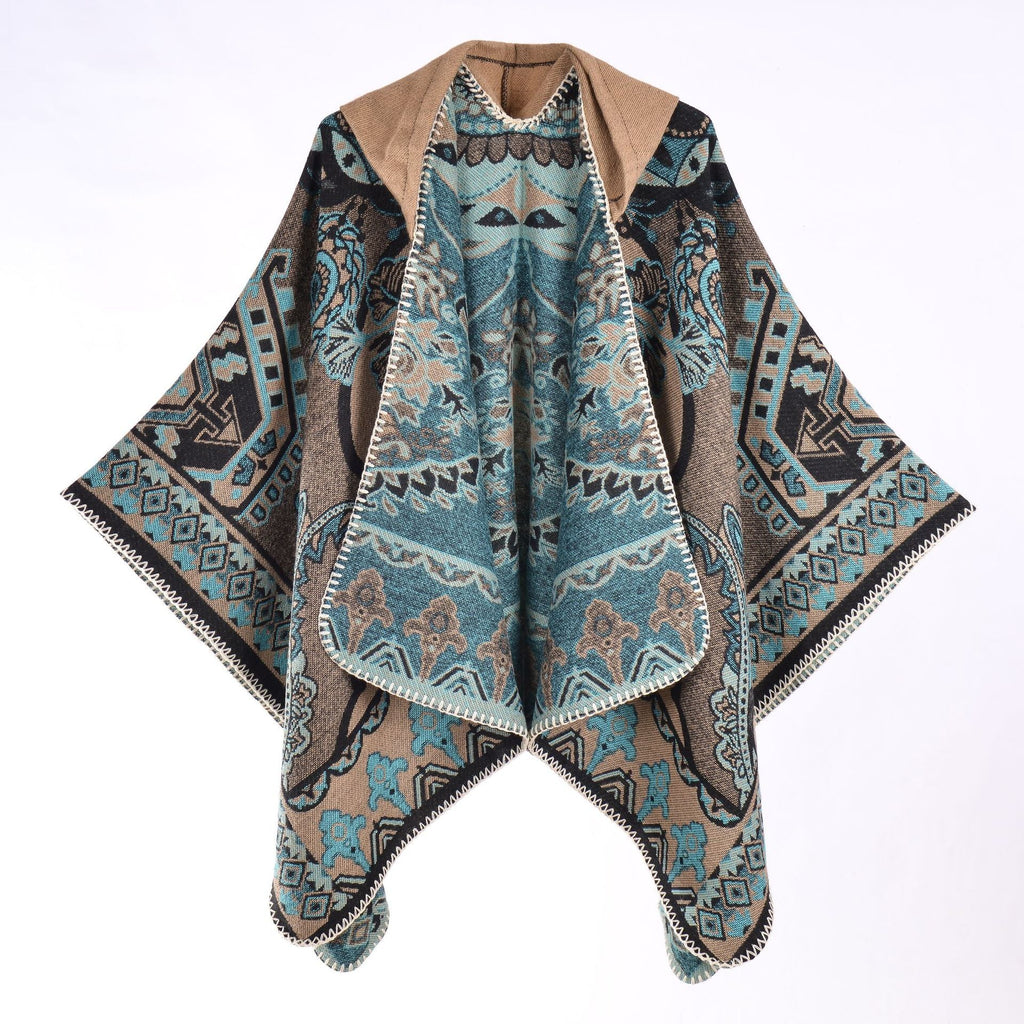 Floral Photography Knitted Hooded Cape