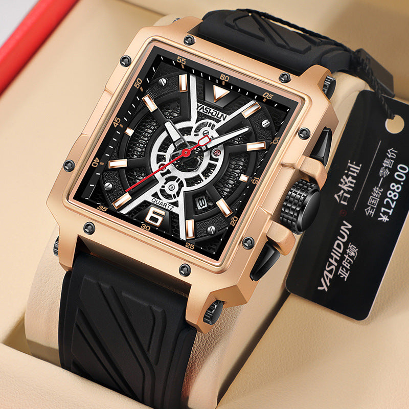 Fashionable Mens Watch With A Large Square Dial