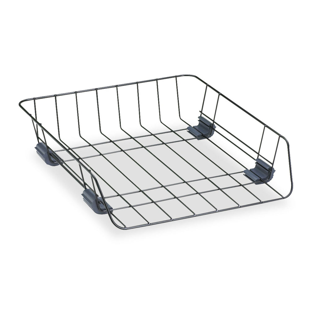 Fellowes Front-Load Wire Desk Tray, 1 Section, Letter Size Files, 10.88" x 12.63" x 2.63", Black