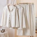 Simple Solid-color Cotton-linen Pajama Set For Couples Spring And Autumn Collection