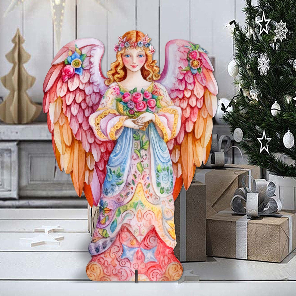 Pink Floral Angel Outdoor Decor by G. Debrekht - Nativity Holiday Decor - 8611023F