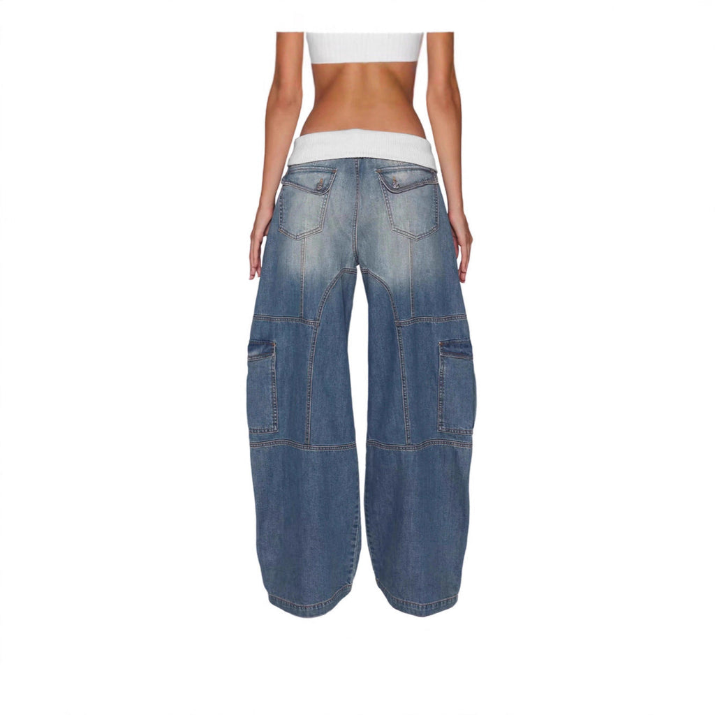 European And American-style Patchwork-thread Vintage Jeans