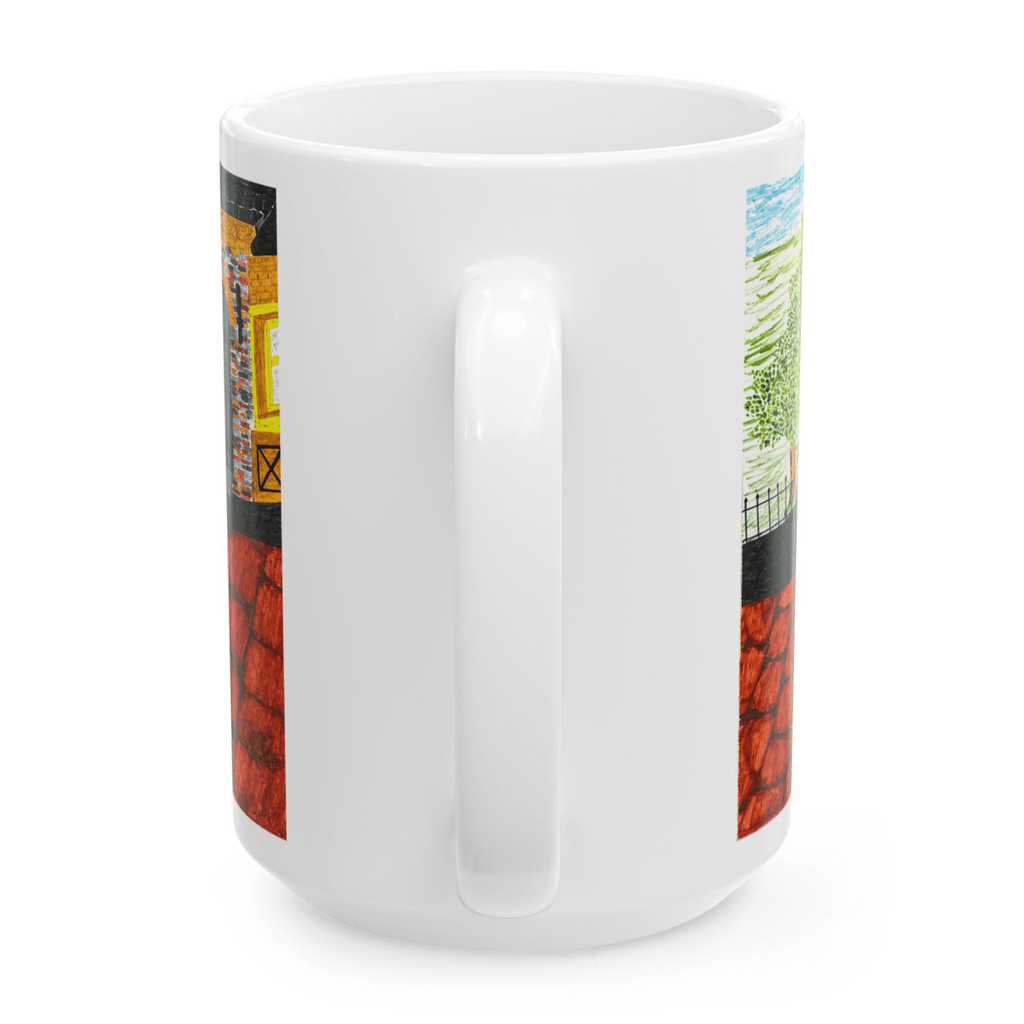 PimsArt Medieval Street Scene Dueling Swordsmen Mug From Original Painting