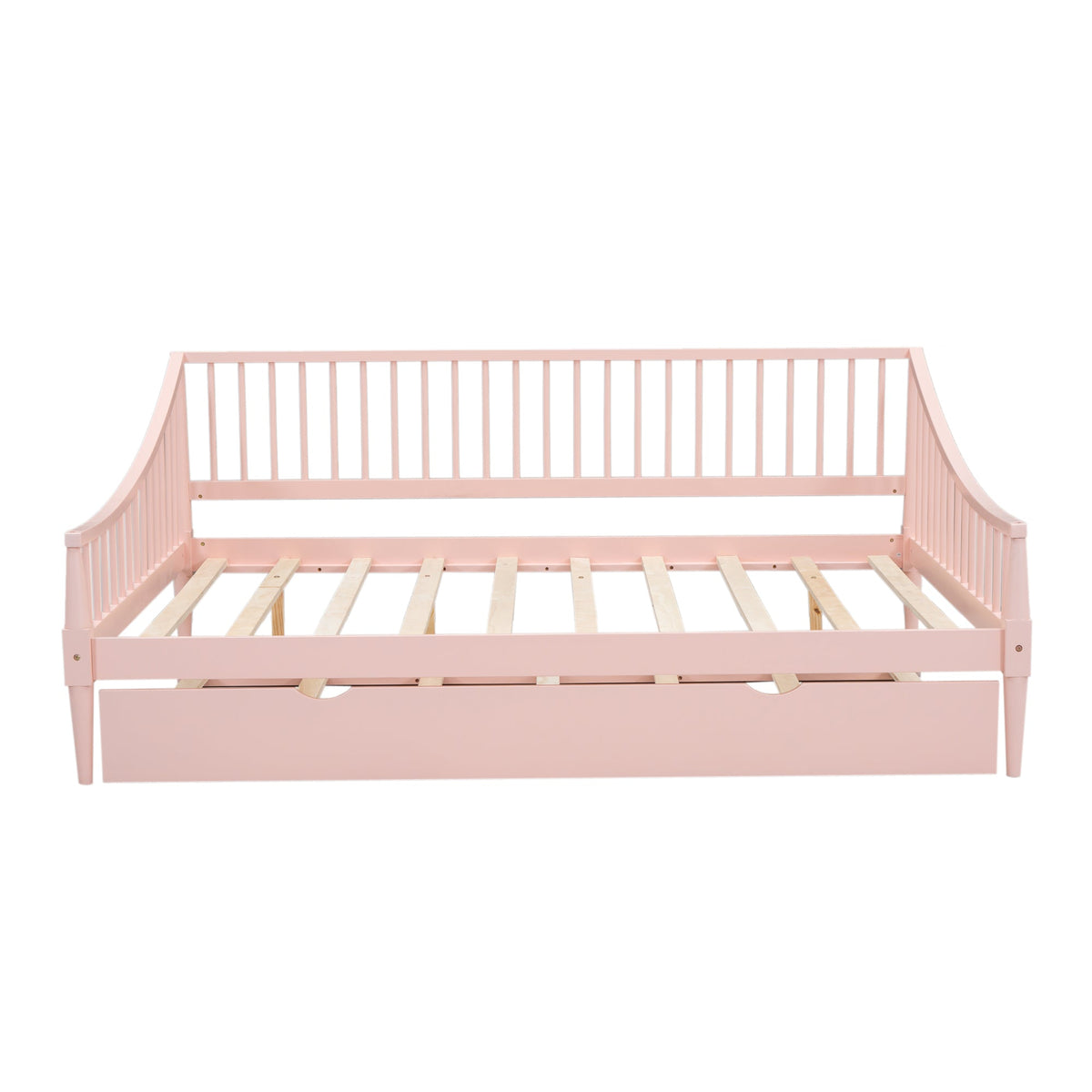 Full Size Daybed with Trundle and Support Legs  Pink
