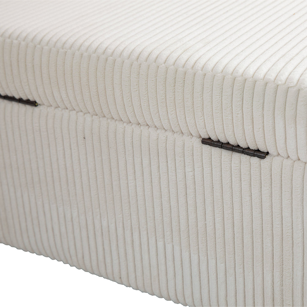 COOLMOR storage Ottoman chair with safety hinge and soft cushion fabric storage Ottoman stool (beige)