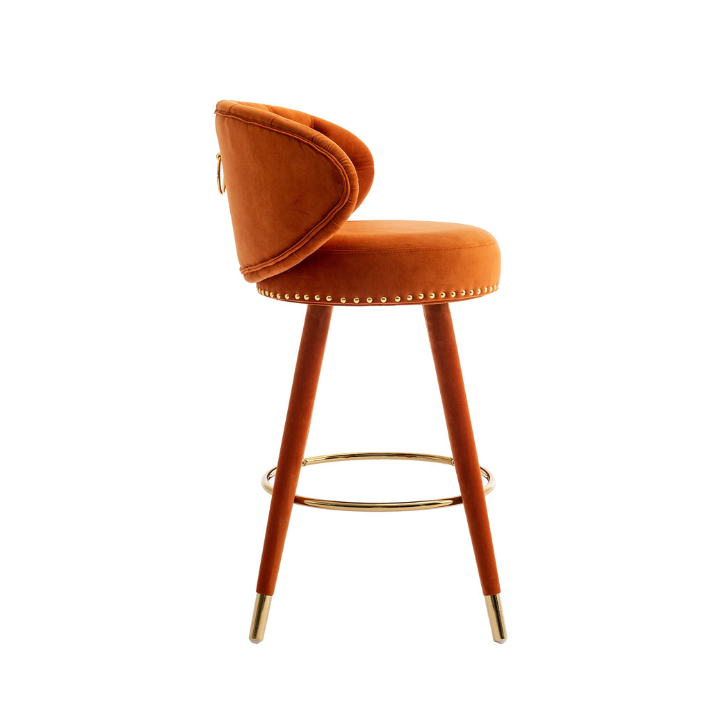 COOLMORE Counter Height Bar Stools Set of 2 for Kitchen Counter Solid Wood Legs with a fixed height of 360 degrees