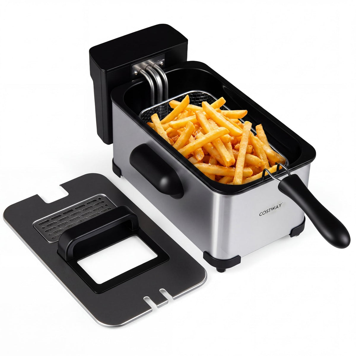 3.2-Qt Electric Deep Fryer with 1700W LED Touch Screen and Enamel Oil Tank