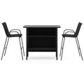 3 Piece Outdoor Bar Set with Footrest and 2-Tier Shelf