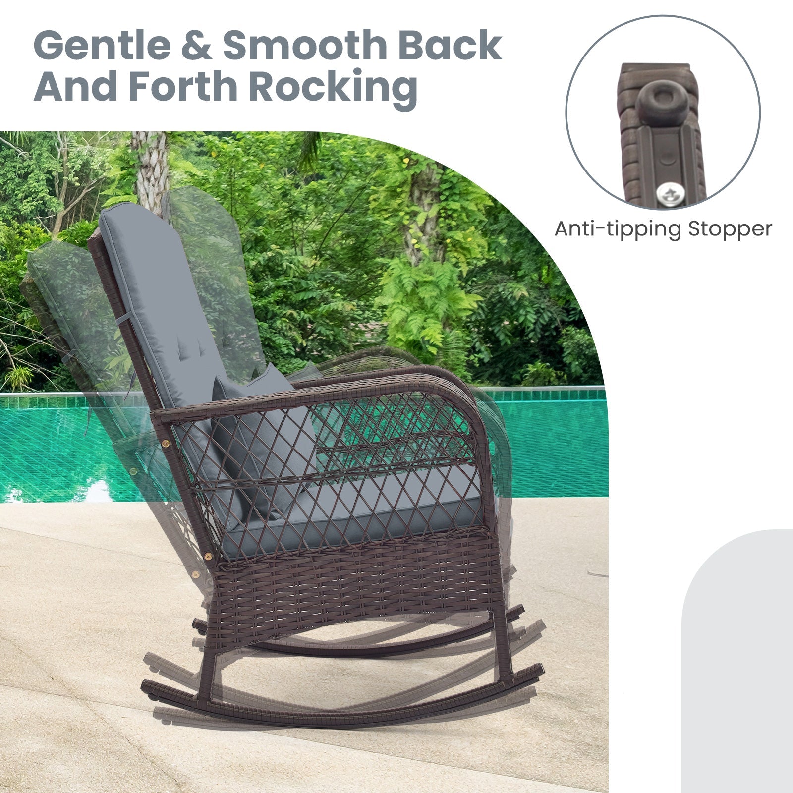 3 Pieces Rocking Bistro Set with 2-Tier Coffee Table