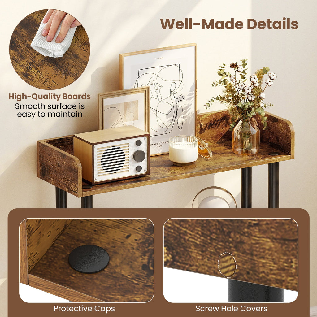 3-Tier Bookshelf with Anti-Tipping Kit and Industrial Storage Unit for Living Room