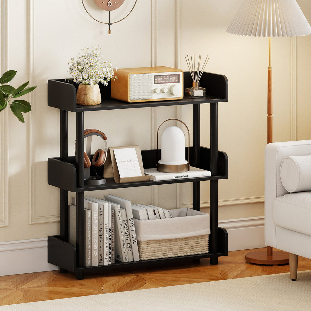 3-Tier Bookshelf with Anti-Tipping Kit and Industrial Storage Unit for Living Room