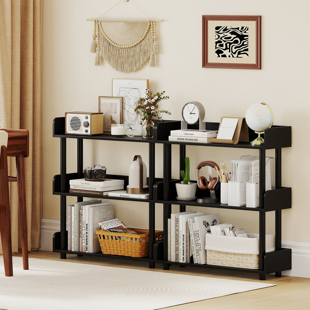 3-Tier Bookshelf with Anti-Tipping Kit and Industrial Storage Unit for Living Room