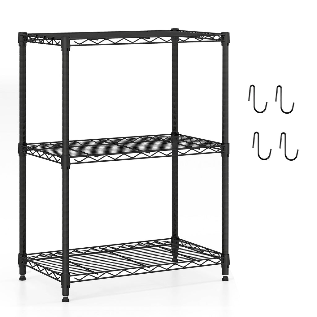 3-Tier Metal Storage Shelving Unit with V-Shaped Wire Rack and 450 LBS Capacity-Black