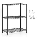 3-Tier Metal Storage Shelving Unit with V-Shaped Wire Rack and 450 LBS Capacity-Black
