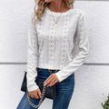 2025 Summer New Solid Color Long Sleeve Hollow Fashion Casual Shirt