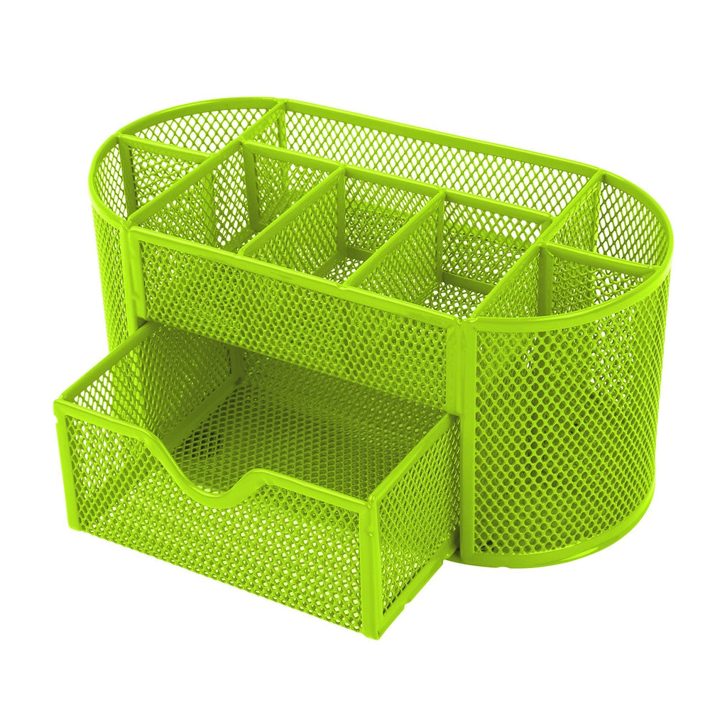 Metal Mesh Pencil Holders Desk Organizer w/9 Compartment Pen Holder Storage