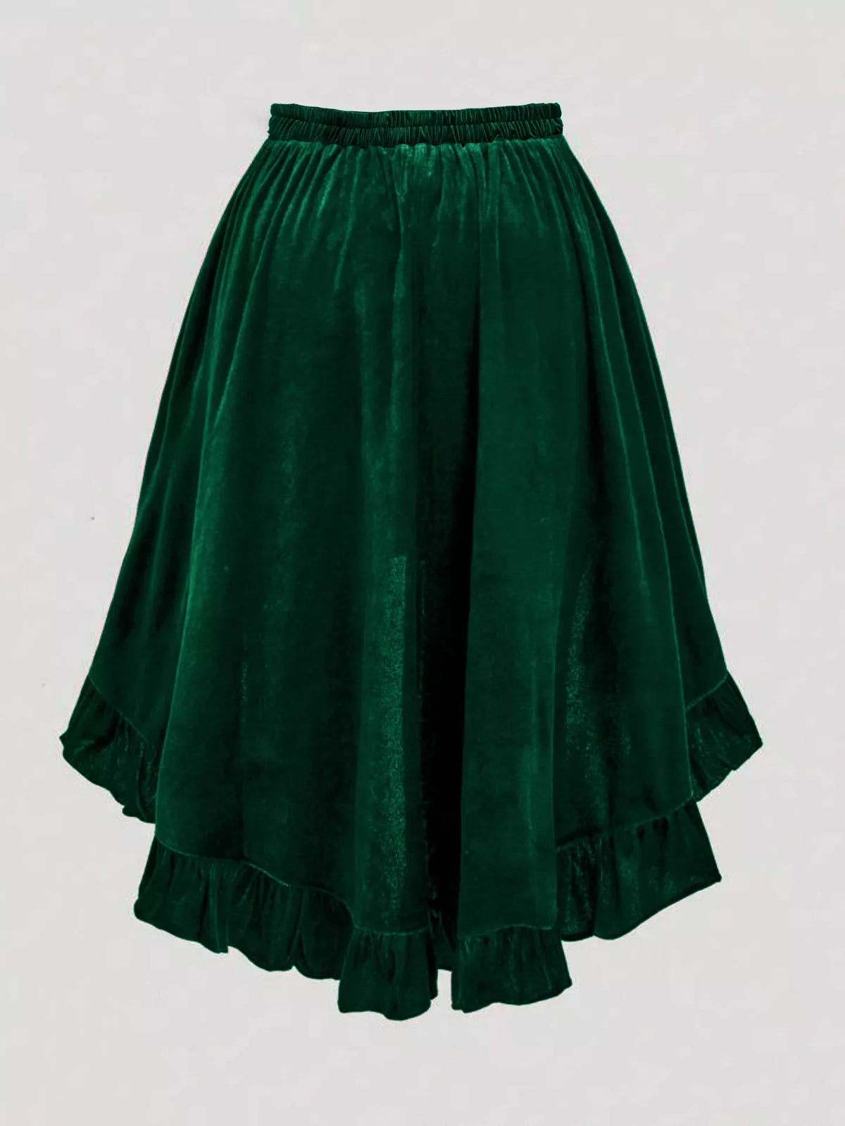 Ruffled Velvet Elastic Waist Skirt