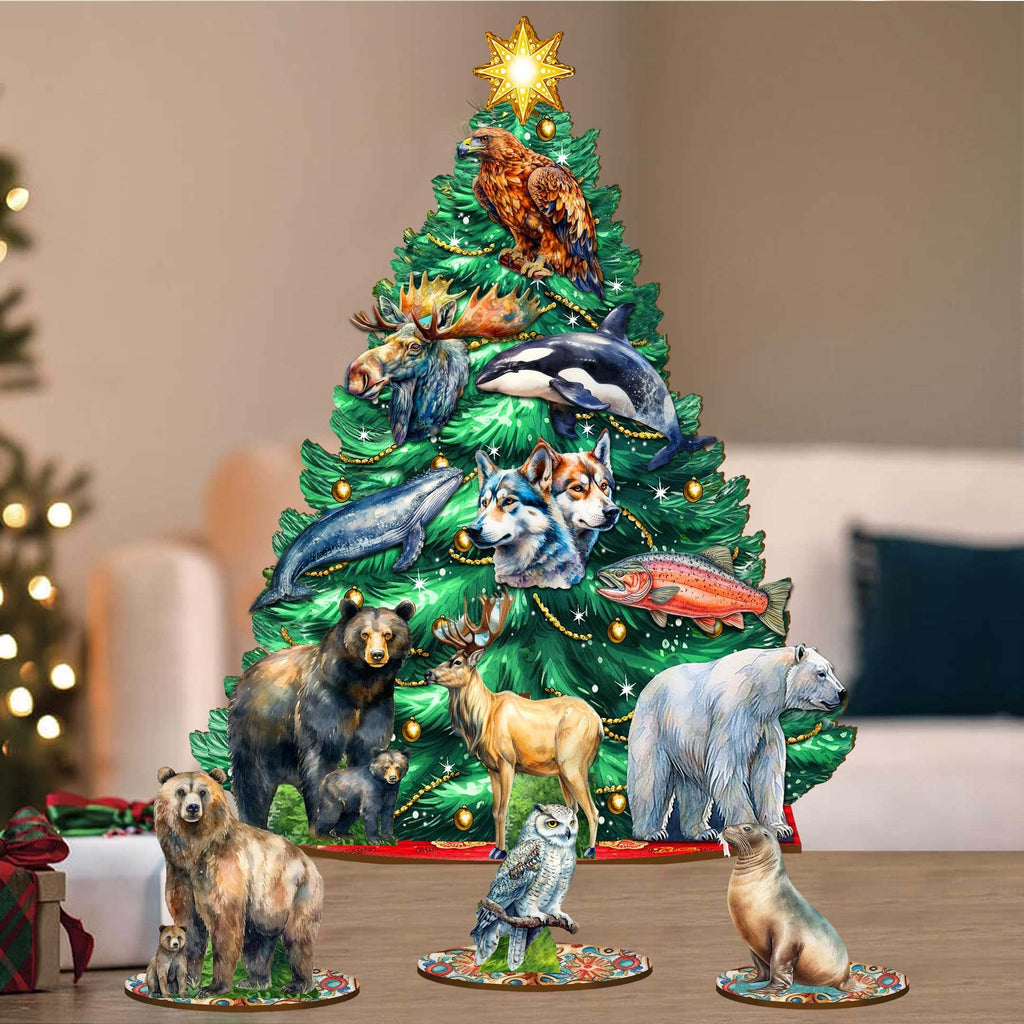 Wildlife of Alaska Advent Calendar Christmas Tree Eco Wood Set by G.DeBrekht Christmas Decor - 8091523
