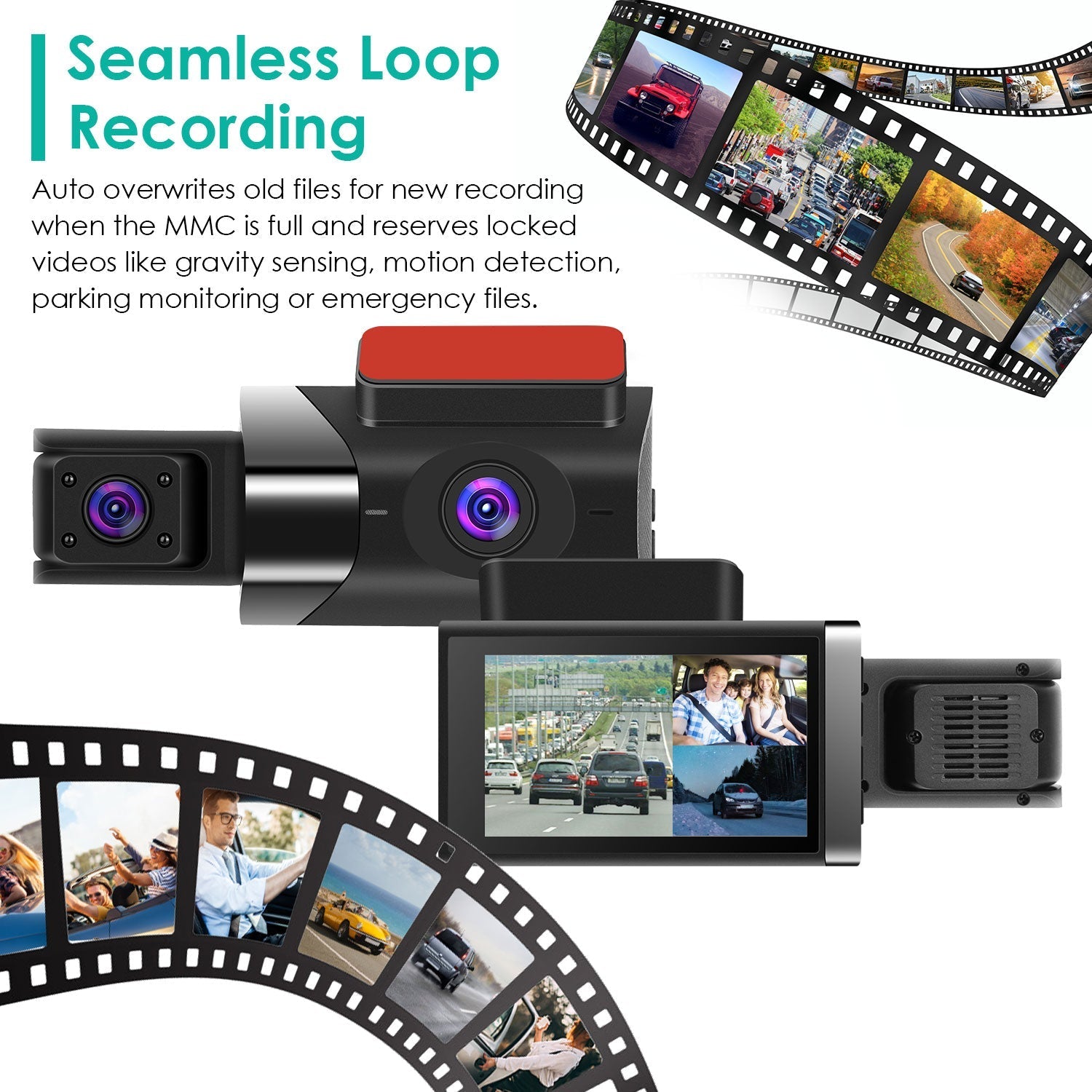 2K Car DVR 3 Channel Dash Cam Camcorder Camera Recorder with 140¡ Angle GPS WiFi Night Vision G-sensor Loop Recording Parking Monitor