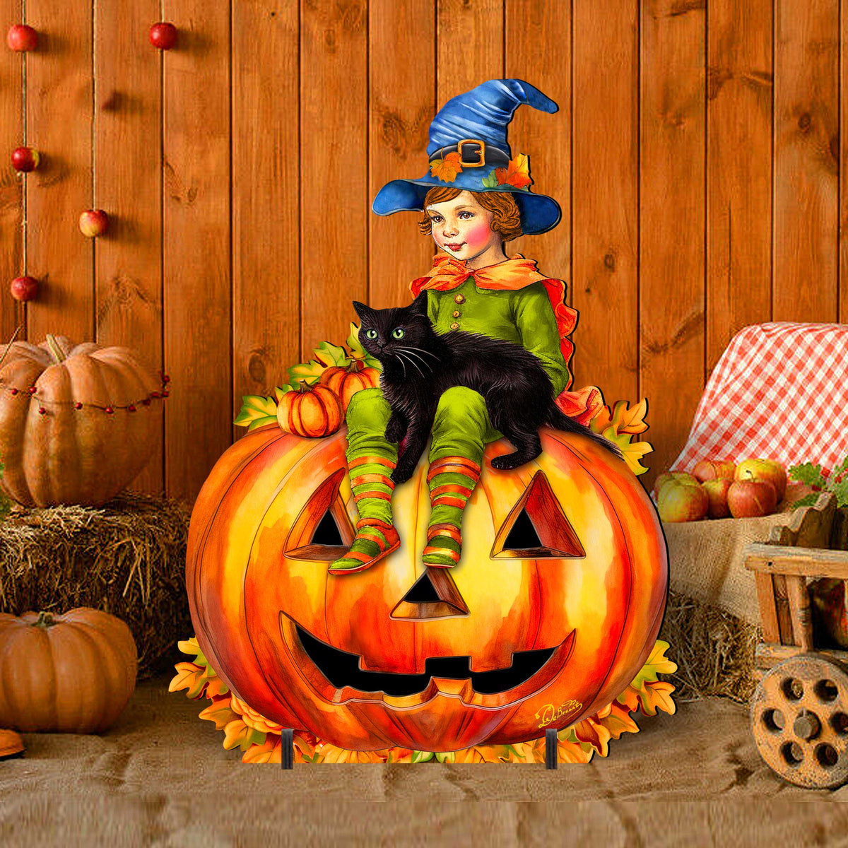 Boy on Pumpkin Freestanding  Decor - Halloween Yard Decor by G. Debrekht - Halloween Decor- 8652795F