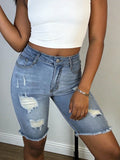 Womens Versatile Ripped Denim Shorts