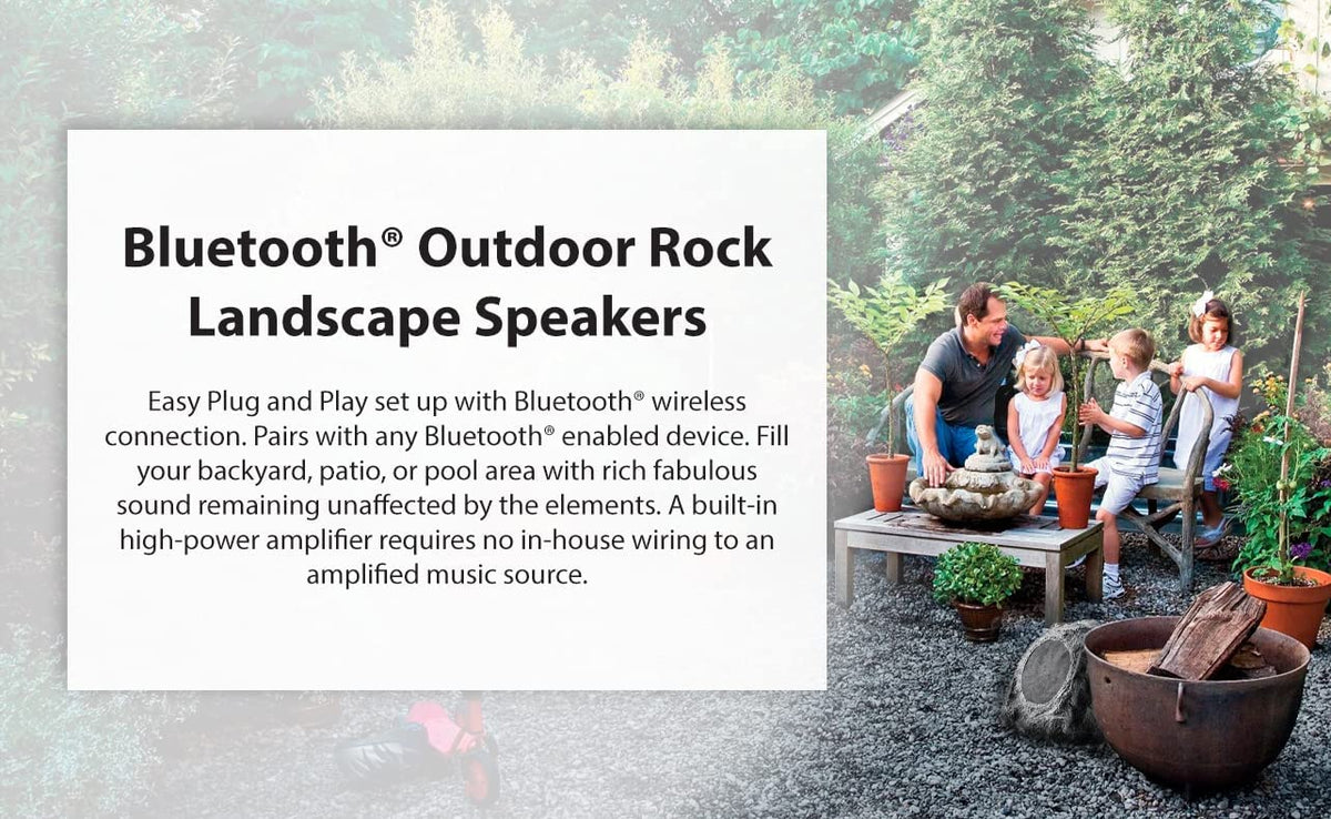 SoundPro Dual Bluetooth Outdoor Weatherproof Rock Landscape Speakers