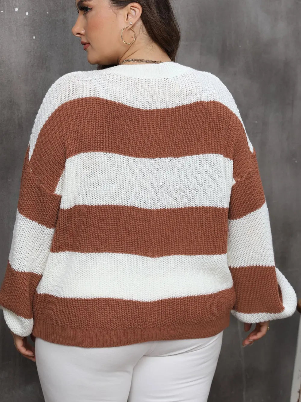 Striped Round Neck Long Sleeve Sweater