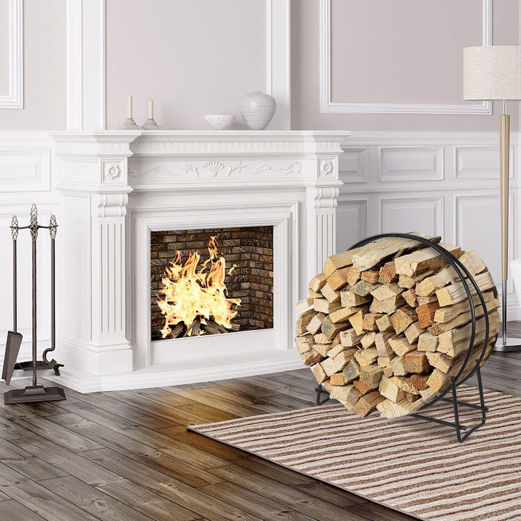 30-Inch Tubular Steel Log Hoop Firewood Storage Rack