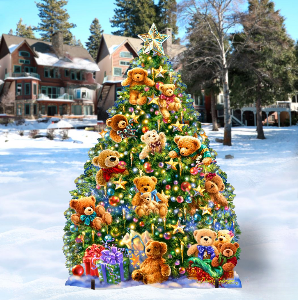 Teddy Bear Tree Holiday Outdoor Yard Sign by D. Gelsinger - Christmas Decor - 8461019F-1101