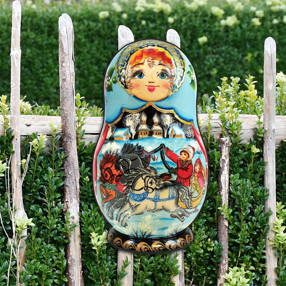 Troyka Horse Ride Nesting Doll Holiday Outdoor Decor Large Ornament by G. DeBrekht - Christmas Decor - 8115225M