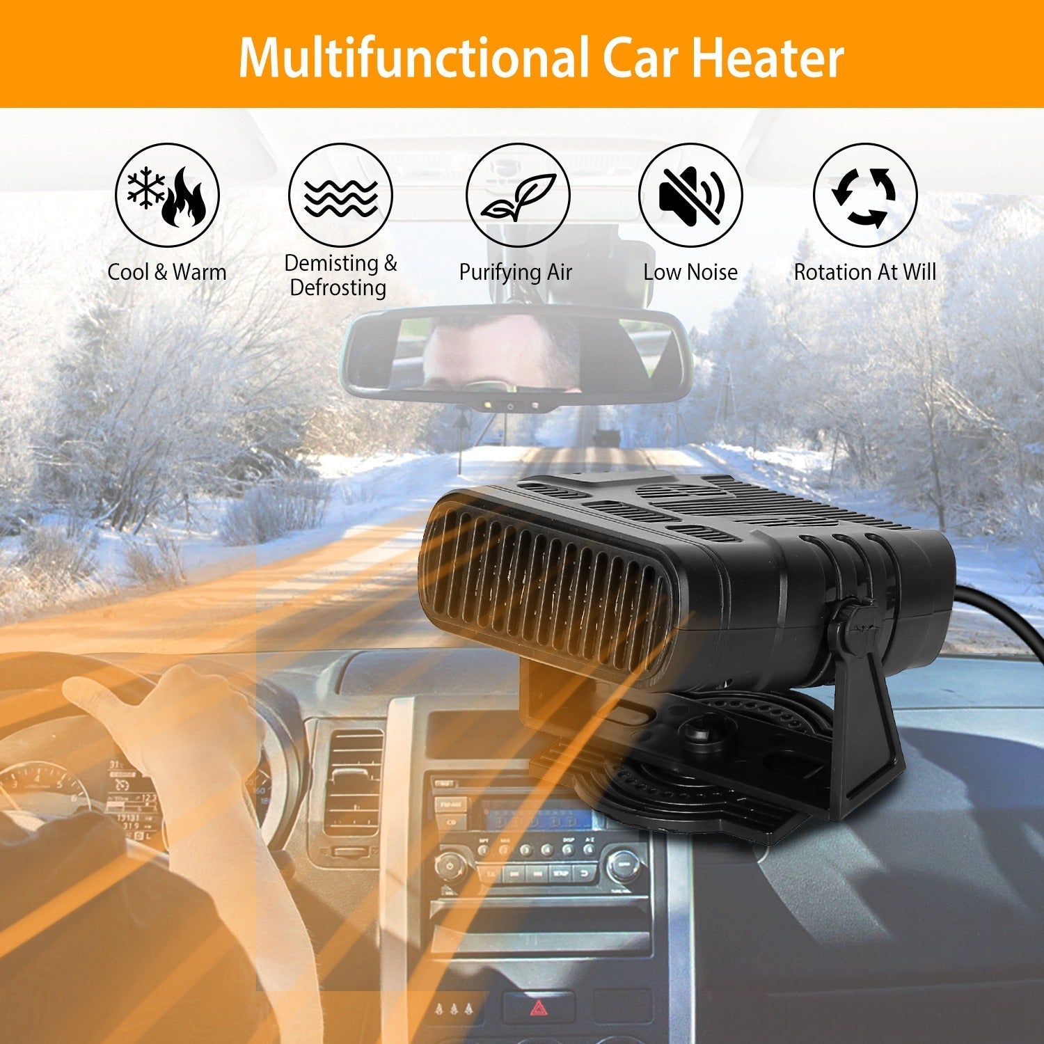 24V 200W Portable Car Heater Fan Defroster Demister