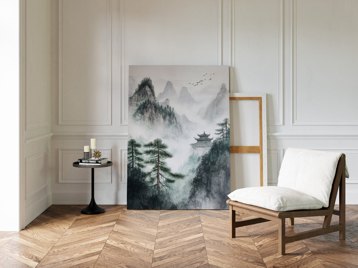 Misty Mountain Landscape – Tranquil Chinese Zen Wall Art