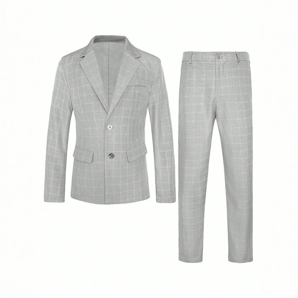 Mens Plaid Light Business Suit Set