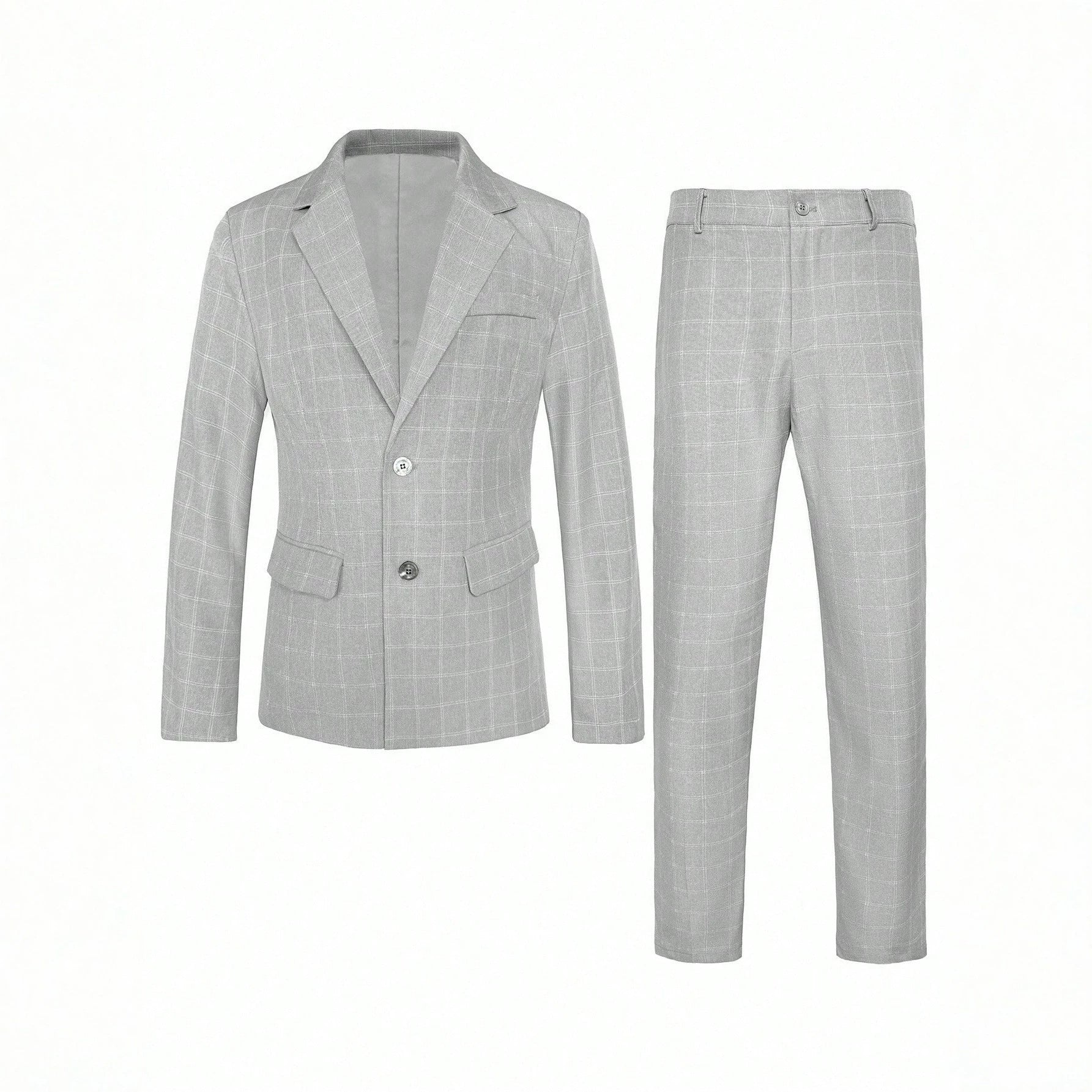 Mens Plaid Light Business Suit Set
