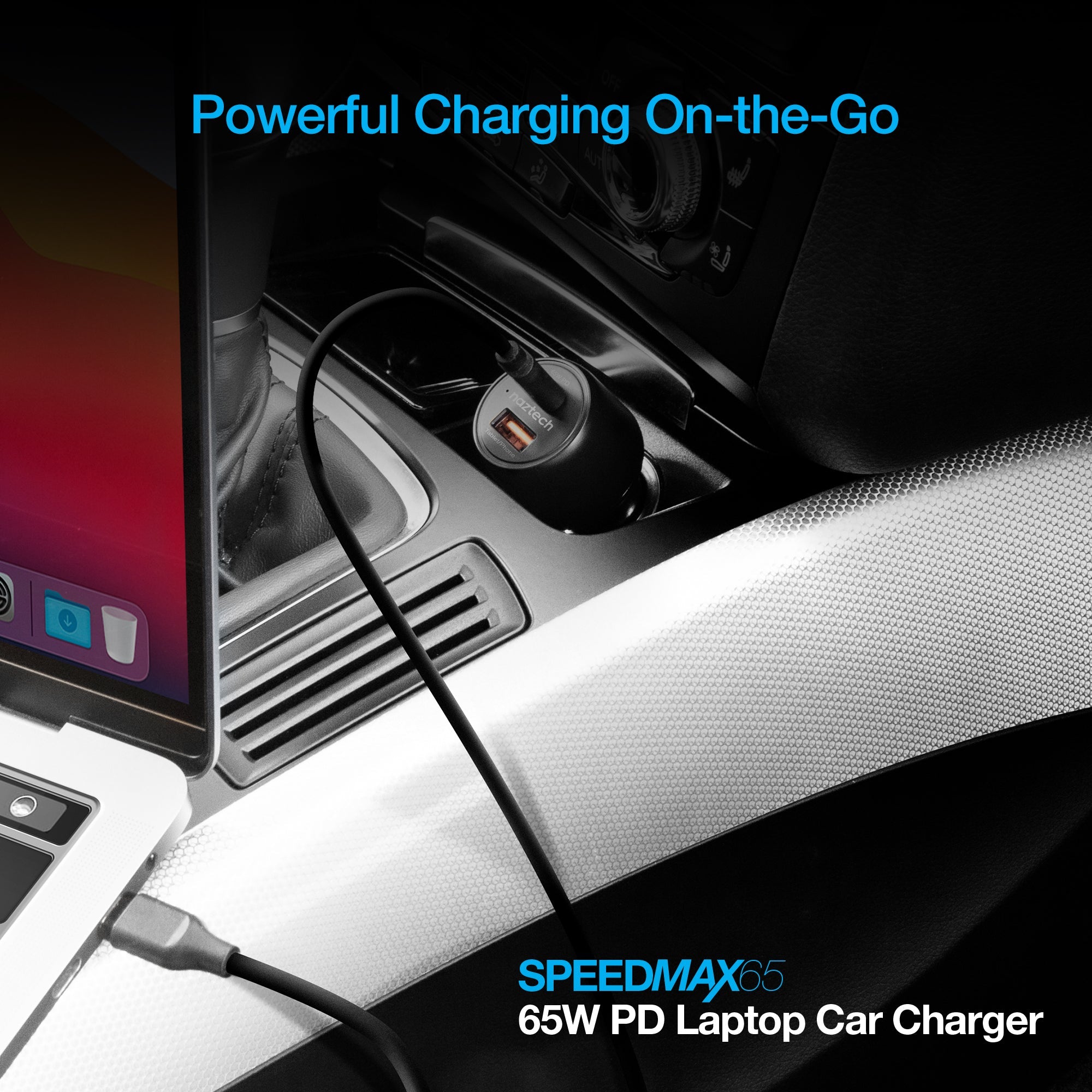 Naztech SpeedMax65 PD65W + QC3 Car Charger