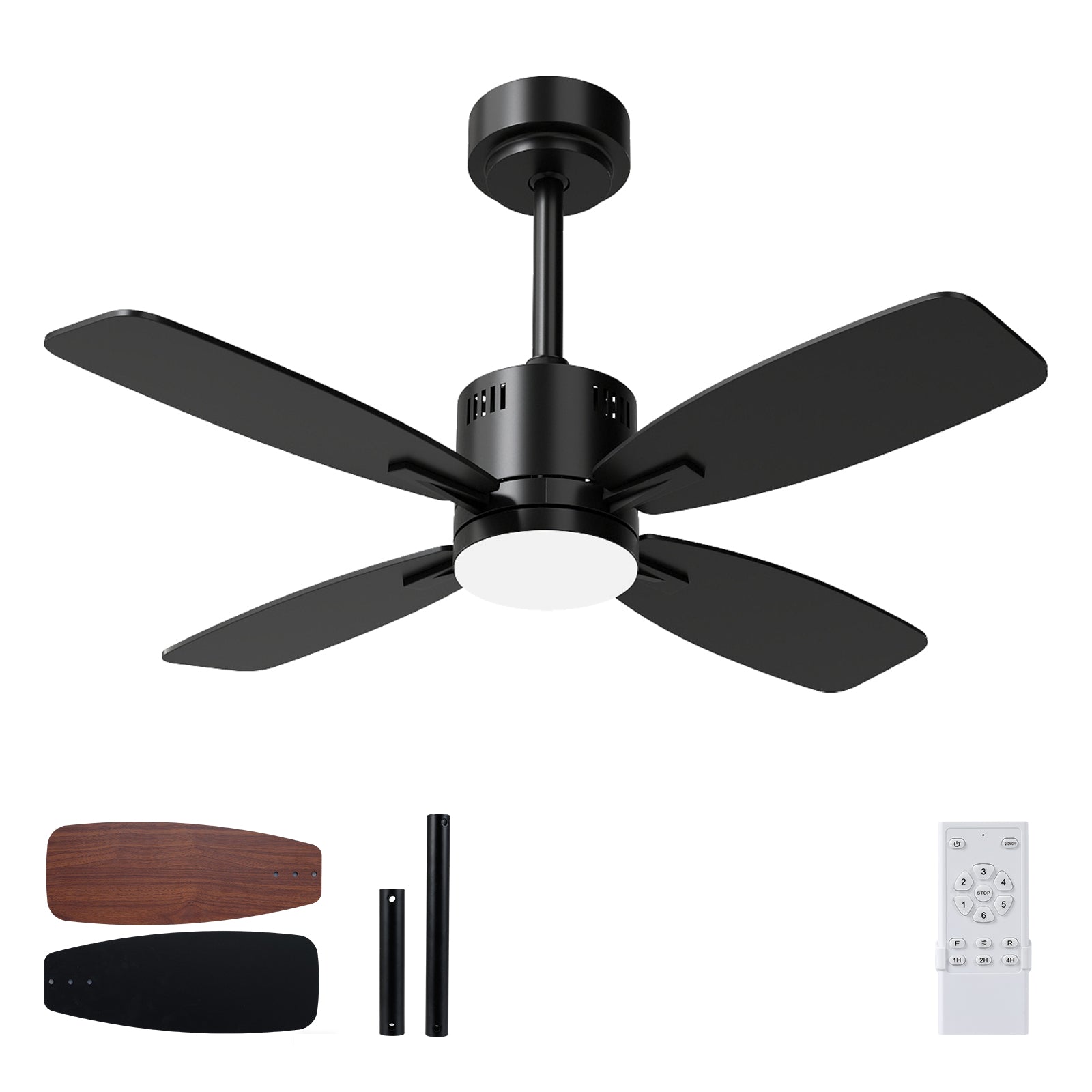 42inch Ceiling Fan with Light and Remote 3CCT LED with Memory 4H Timer 6 Speeds-Black