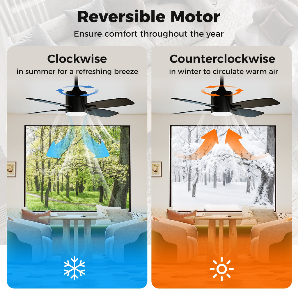 42inch Ceiling Fan with Light and Remote 3CCT LED with Memory 4H Timer 6 Speeds-Black