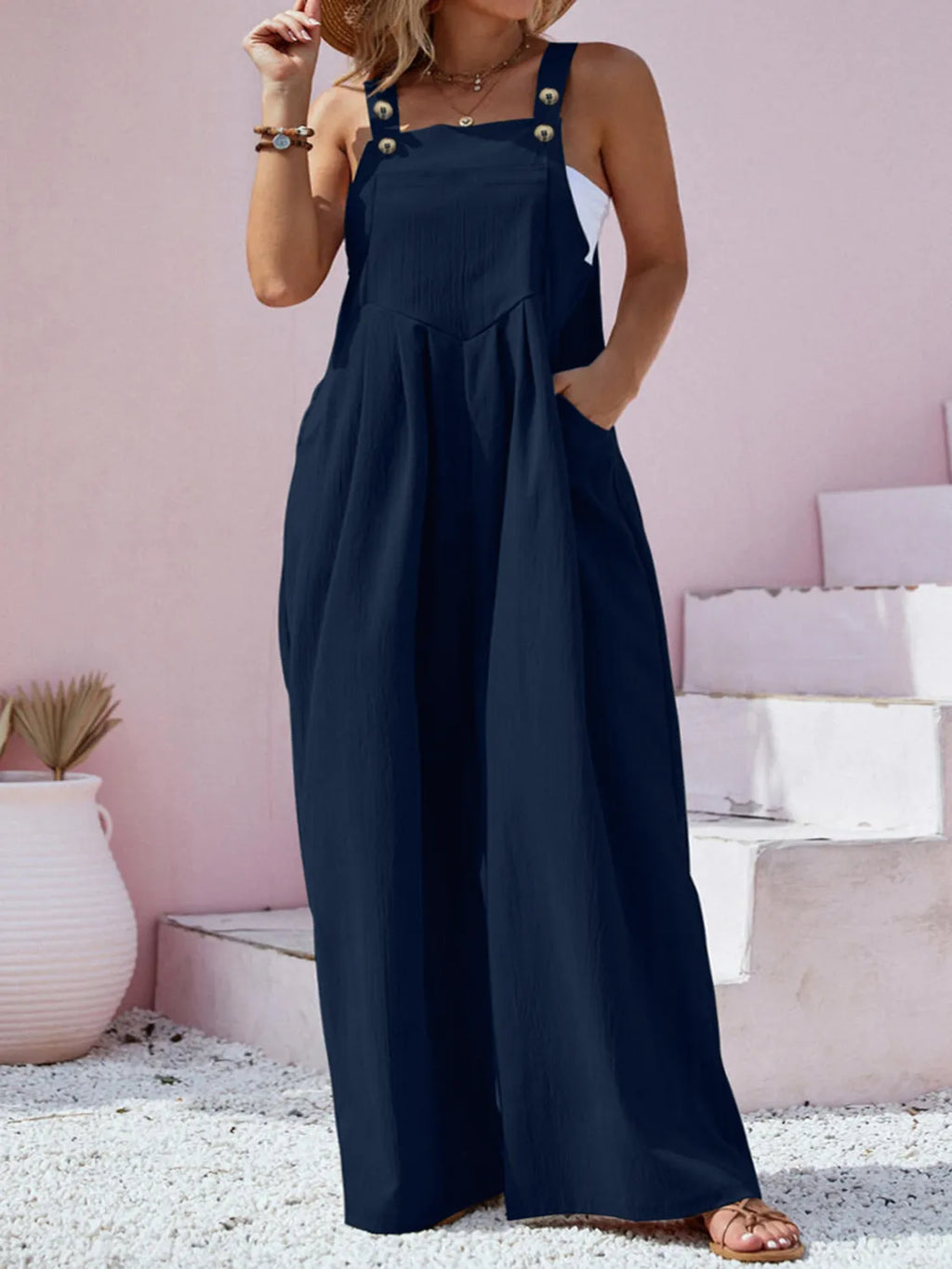 Square Neck Wide Leg Overalls