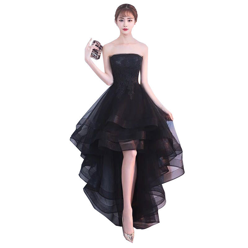 Women's Strapless Hi-Lo Evening Dress with Rhinestone Detail