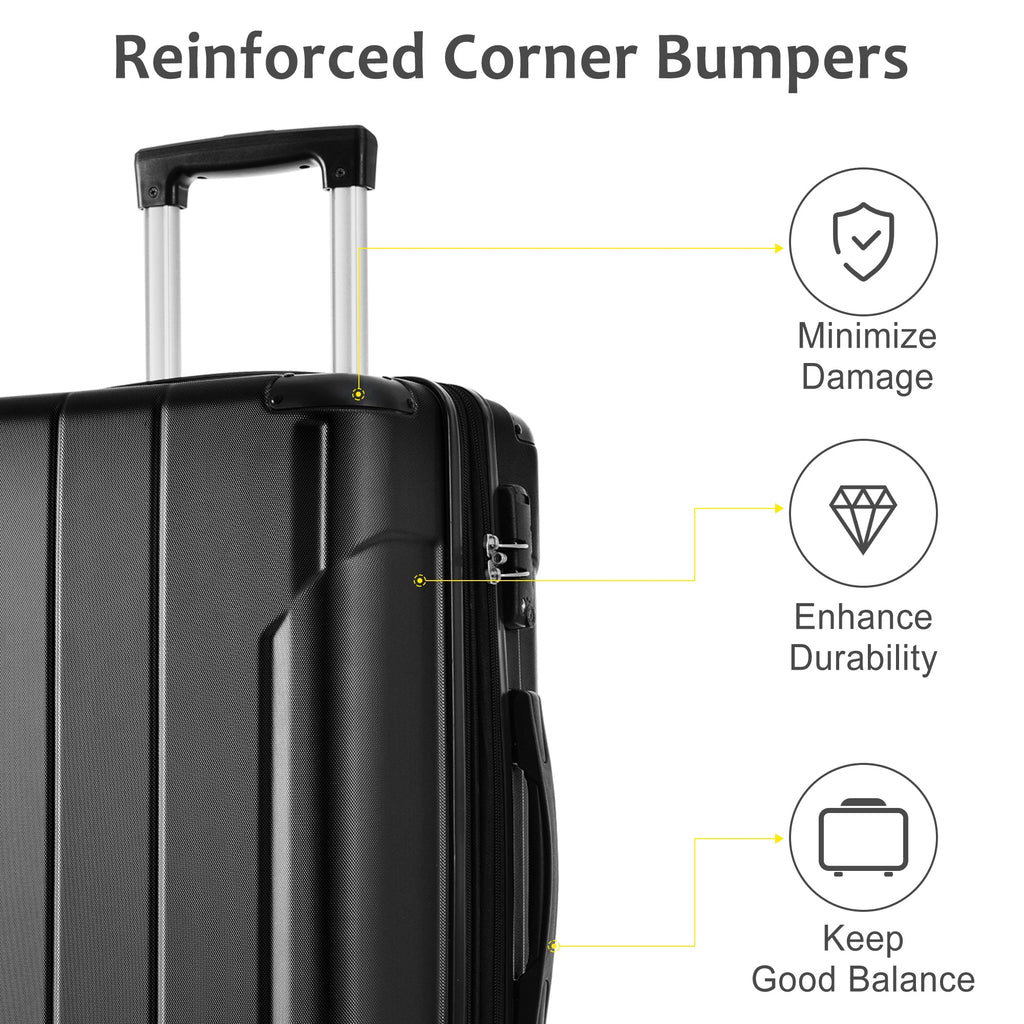 Hardshell Luggage Spinner Suitcase with TSA Lock Lightweight Expandable 28'' (Single Luggage) Black + ABS + 28 Inch