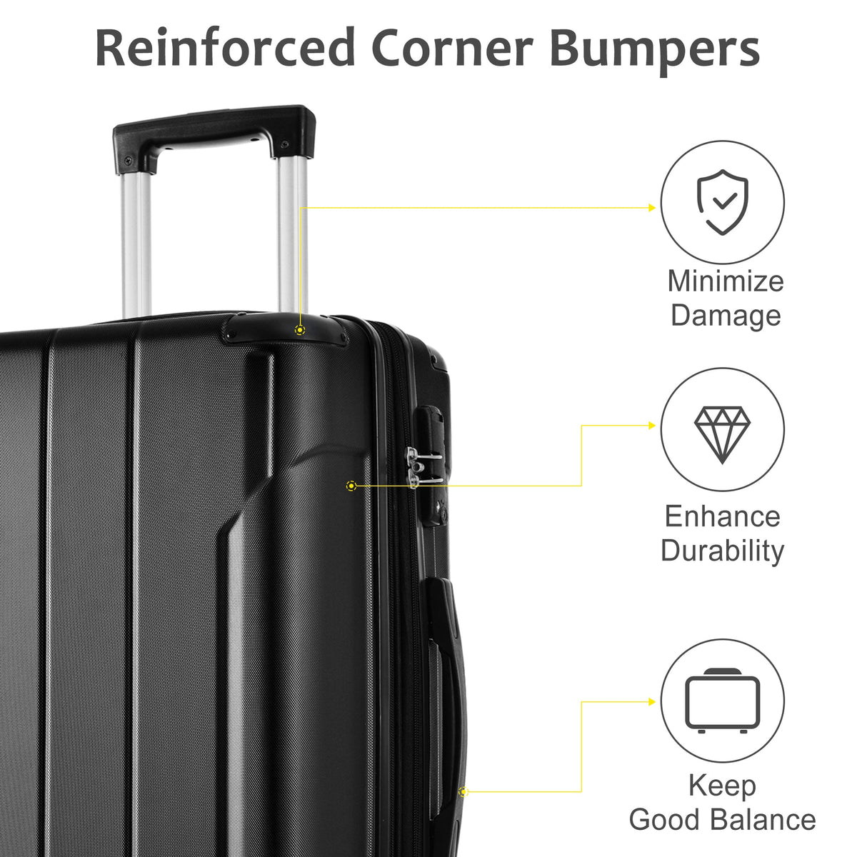 Hardshell Luggage Spinner Suitcase with TSA Lock Lightweight Expandable 28'' (Single Luggage) Black + ABS + 28 Inch